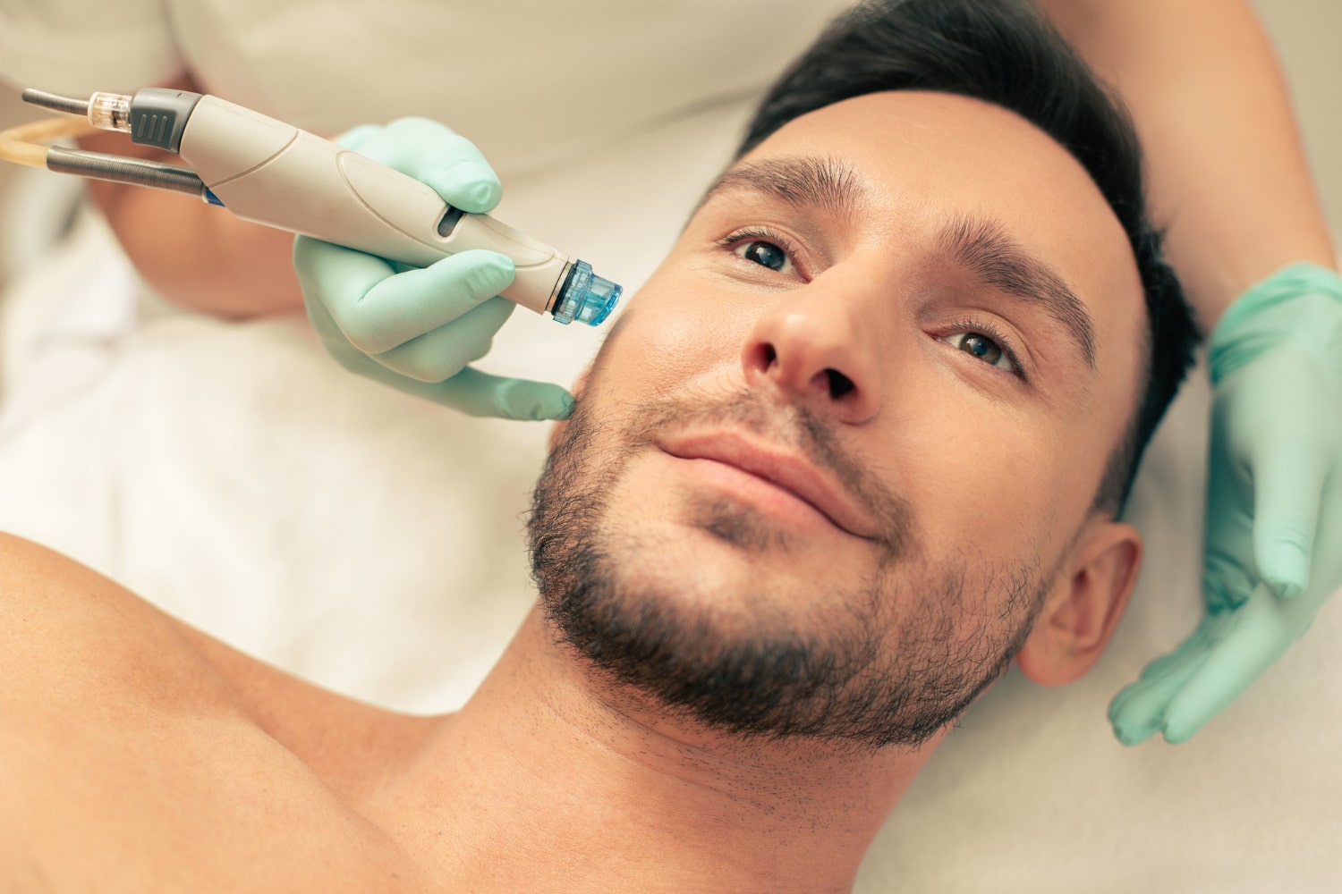 man doing hydrafacial